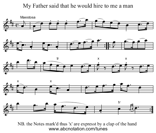 My Father said that he would hire to me a man - staff notation