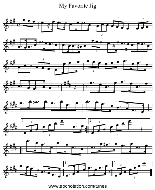My Favorite Jig - staff notation
