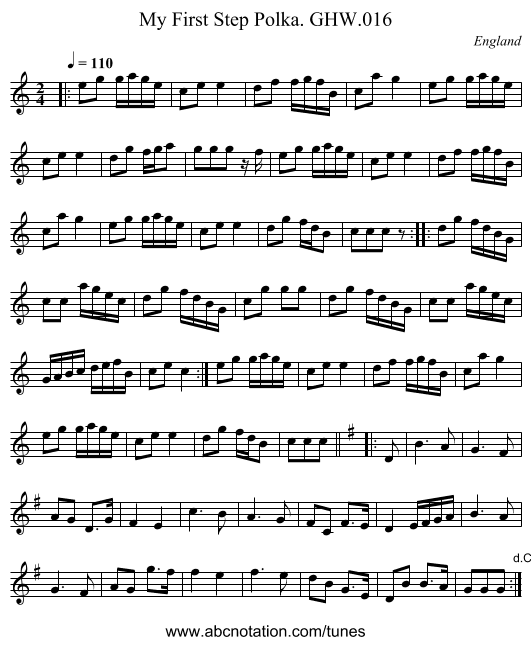My First Step Polka. GHW.016 - staff notation