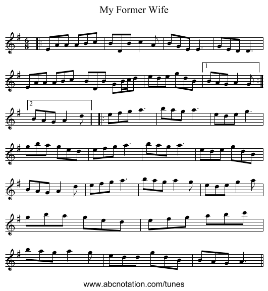 My Former Wife - staff notation