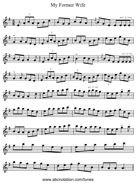 My Former Wife - staff notation