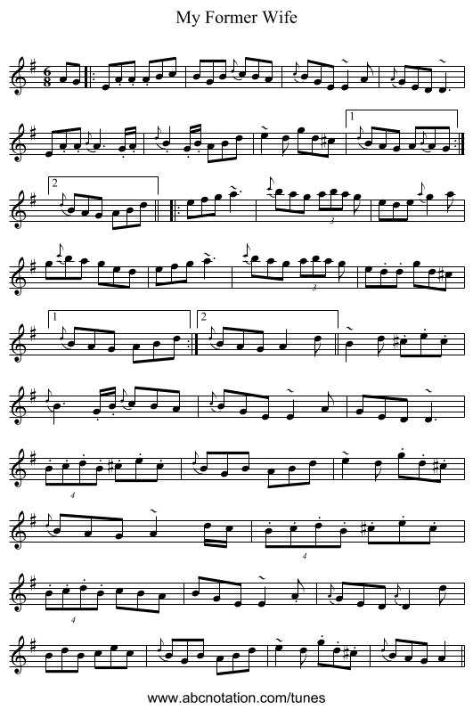 My Former Wife - staff notation