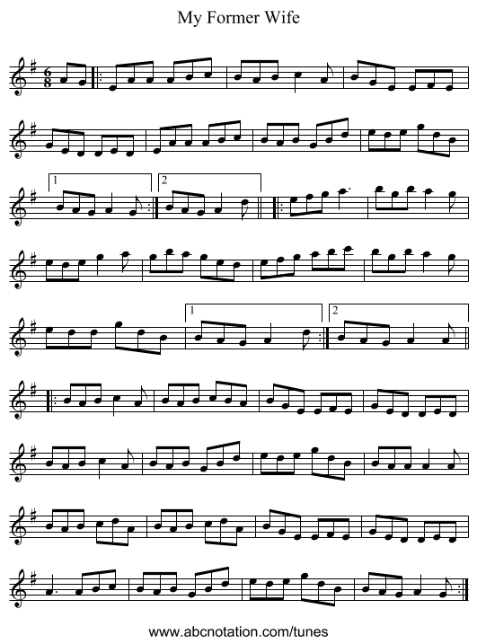 My Former Wife - staff notation