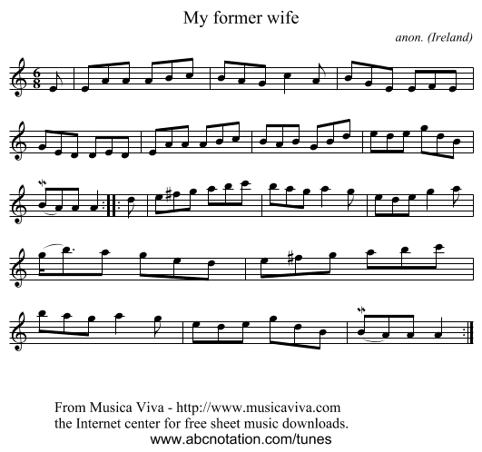 My former wife - staff notation