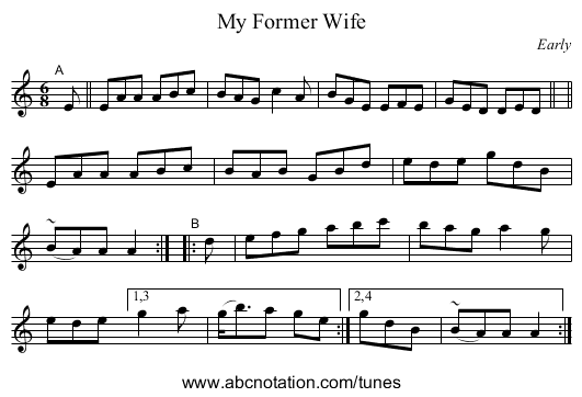My Former Wife - staff notation