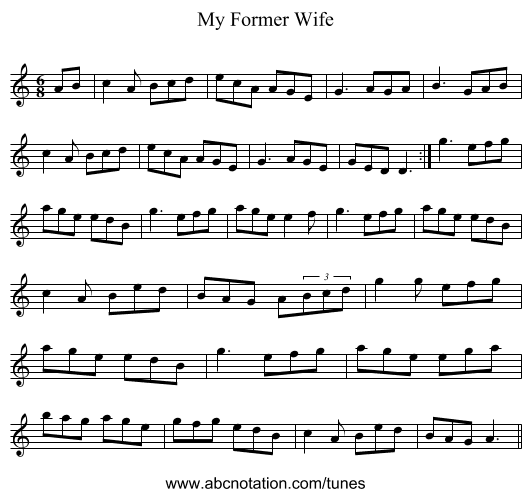 My Former Wife - staff notation