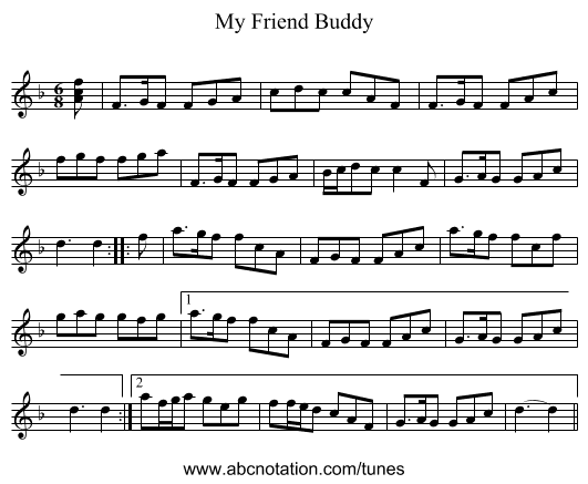 My Friend Buddy - staff notation