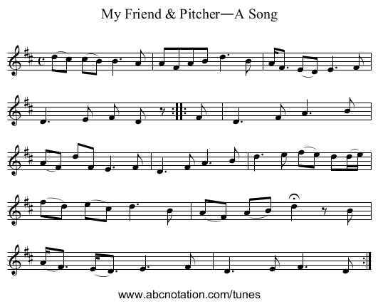 My Friend & Pitcher—A Song - staff notation