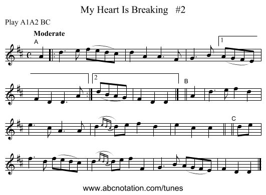 My Heart Is Breaking   #2 - staff notation