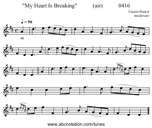 My Heart Is Breaking           (air)           0416 - staff notation