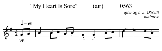 My Heart Is Sore          (air)           0563 - staff notation