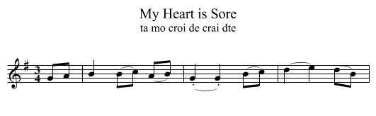 My Heart is Sore - staff notation
