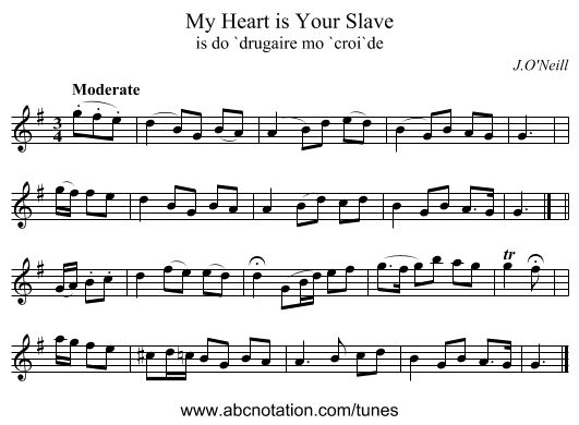 My Heart is Your Slave - staff notation