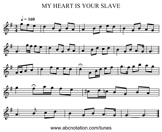 MY HEART IS YOUR SLAVE - staff notation