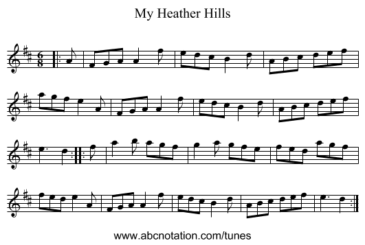 My Heather Hills - staff notation