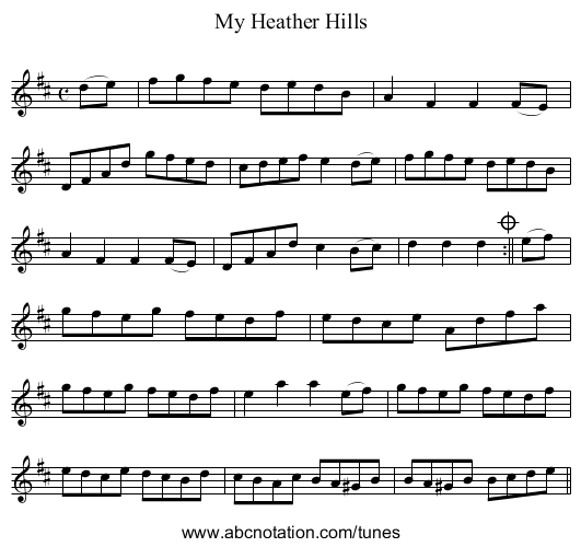 My Heather Hills - staff notation