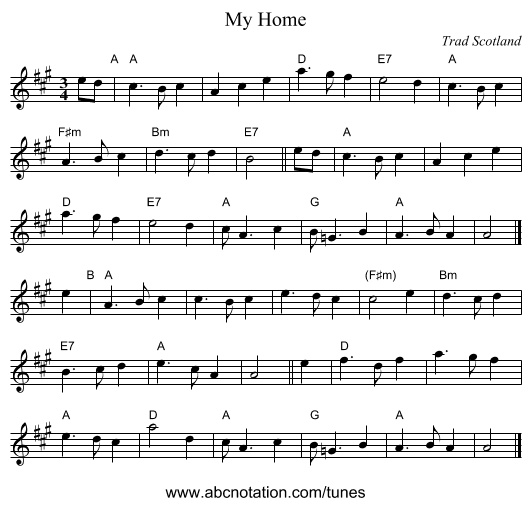 My Home - staff notation