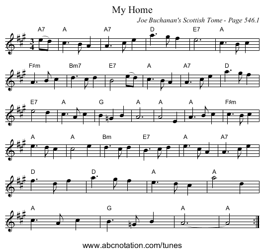 My Home - staff notation