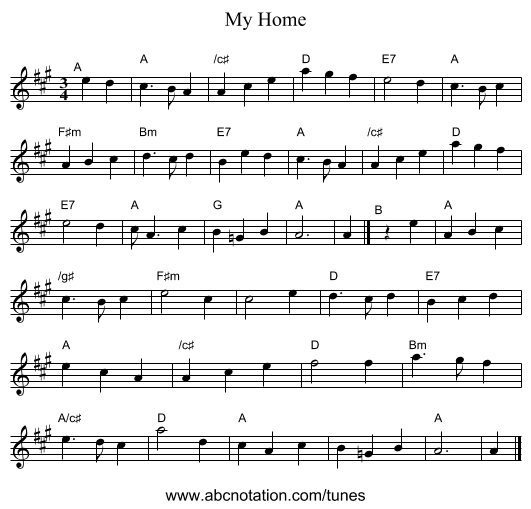 My Home - staff notation