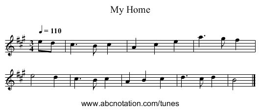 My Home - staff notation