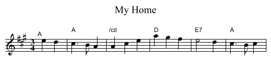 My Home - staff notation