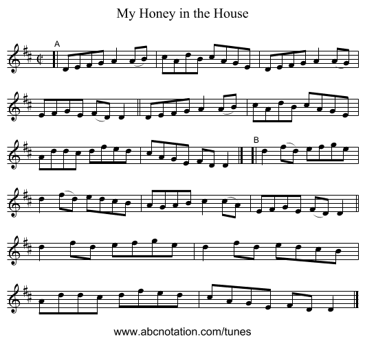 My Honey in the House - staff notation
