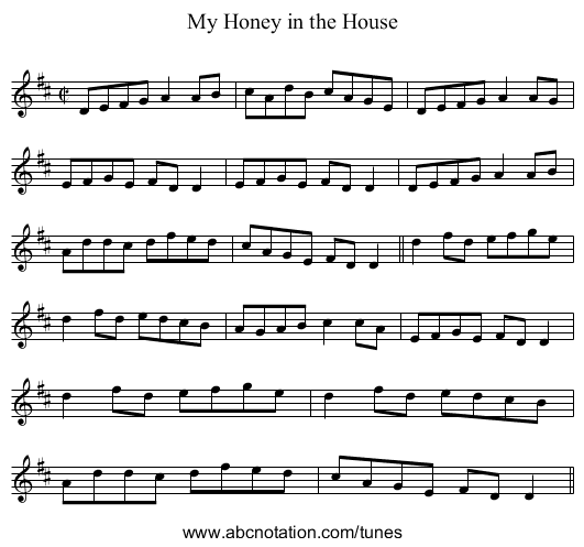 My Honey in the House - staff notation
