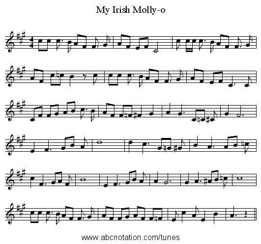 My Irish Molly-o - staff notation