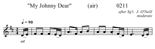My Johnny Dear           (air)             0211 - staff notation