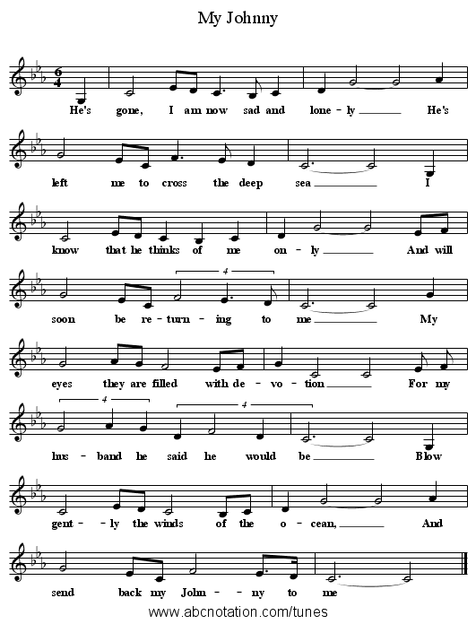 My Johnny - staff notation