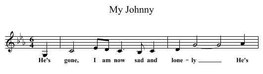 My Johnny - staff notation