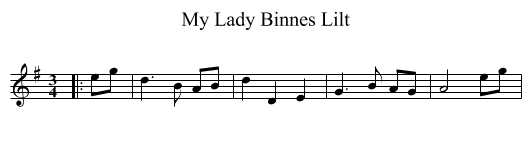 My Lady Binnes Lilt - staff notation