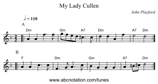 My Lady Cullen - staff notation