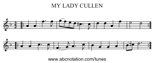 MY LADY CULLEN - staff notation