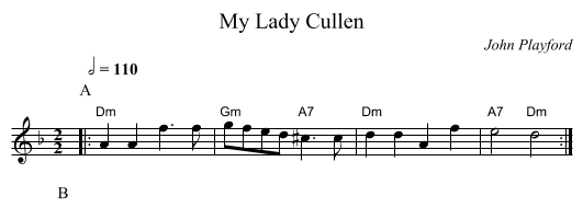 My Lady Cullen - staff notation