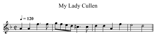 My Lady Cullen - staff notation