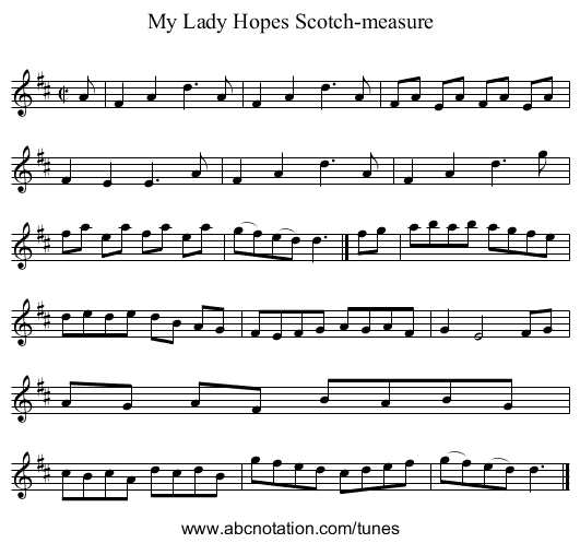 My Lady Hopes Scotch-measure - staff notation