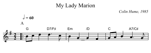 My Lady Marion - staff notation