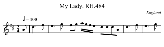 My Lady. RH.484 - staff notation