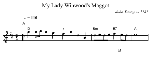My Lady Winwood's Maggot - staff notation