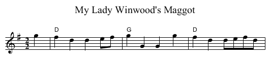 My Lady Winwood's Maggot - staff notation