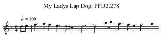 My Ladys Lap Dog. PFD2.278 - staff notation