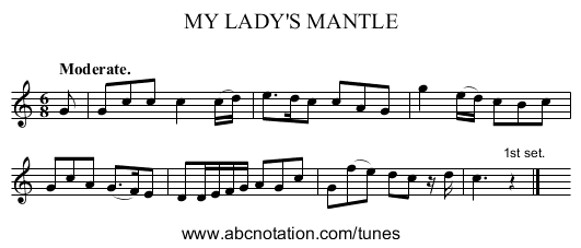 MY LADY'S MANTLE - staff notation
