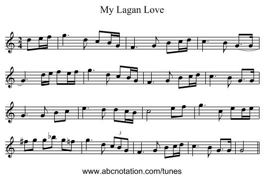 My Lagan Love - staff notation