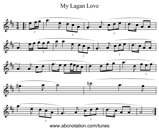 My Lagan Love - staff notation