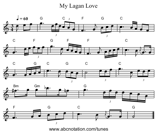 My Lagan Love - staff notation