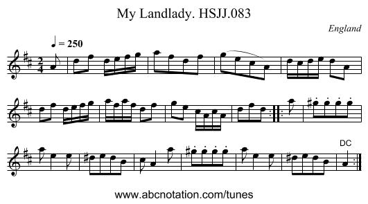 My Landlady. HSJJ.083 - staff notation