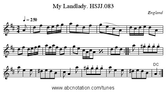 My Landlady. HSJJ.083 - staff notation