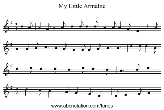 My Little Armalite - staff notation