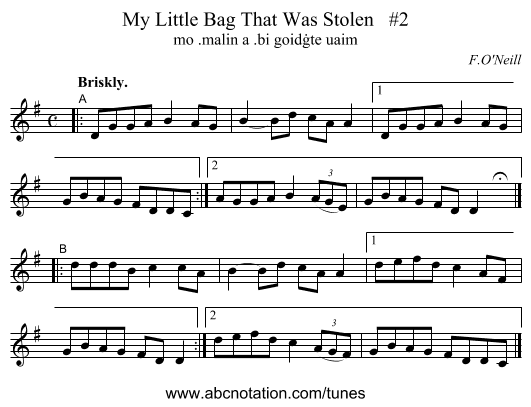 My Little Bag That Was Stolen   #2 - staff notation